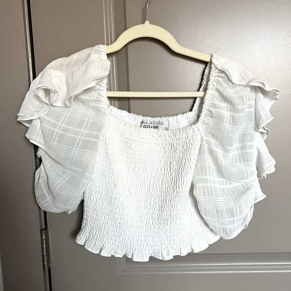 DO+BE White Puff Sleeve Blouse S - Picture 1 of 2